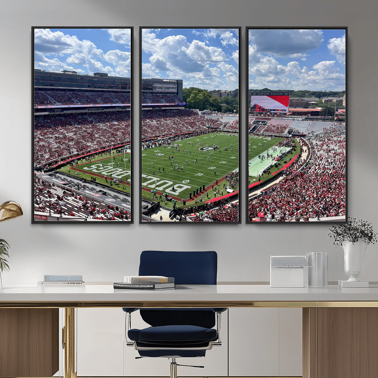 10665453-MGV-CV-36X24 - Georgia Bulldogs Stadium Wall Art Canvas Print, Sanford Stadium Football Field Panorama, College Football Game Day Wall Decor
