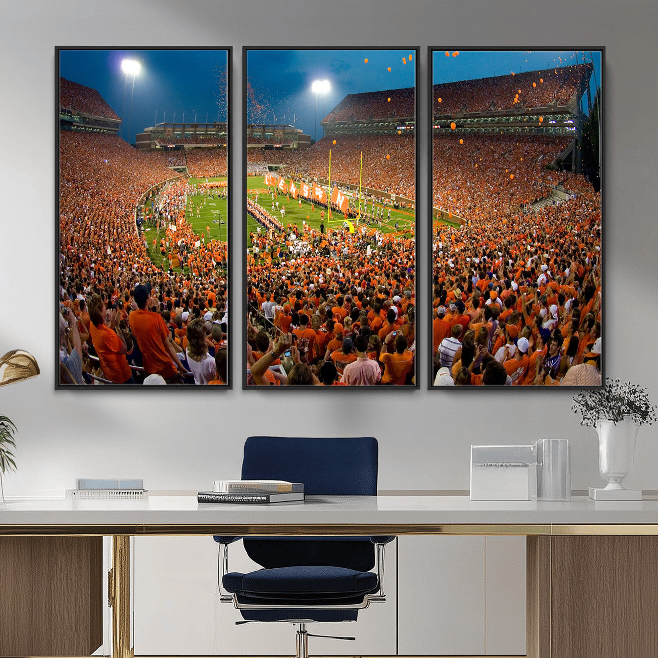 42850097-MGV-CV-36X24 - Clemson Tigers Memorial Stadium Wall Art Canvas Print, Death Valley Football Stadium Artwork, Packed Game Night Crowd Scene