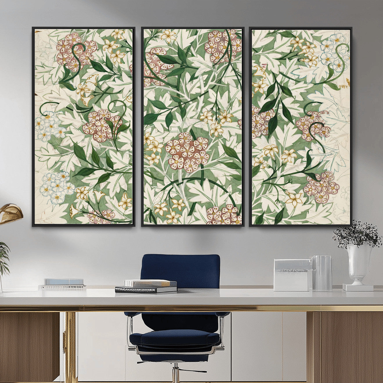 33560597-MGV-CV-36X24 - William Morris Jasmine 1872 Canvas Wall Art — Arts and Crafts Botanical Print | Vintage Green Floral Decor | Cottagecore Gift | Classic Art