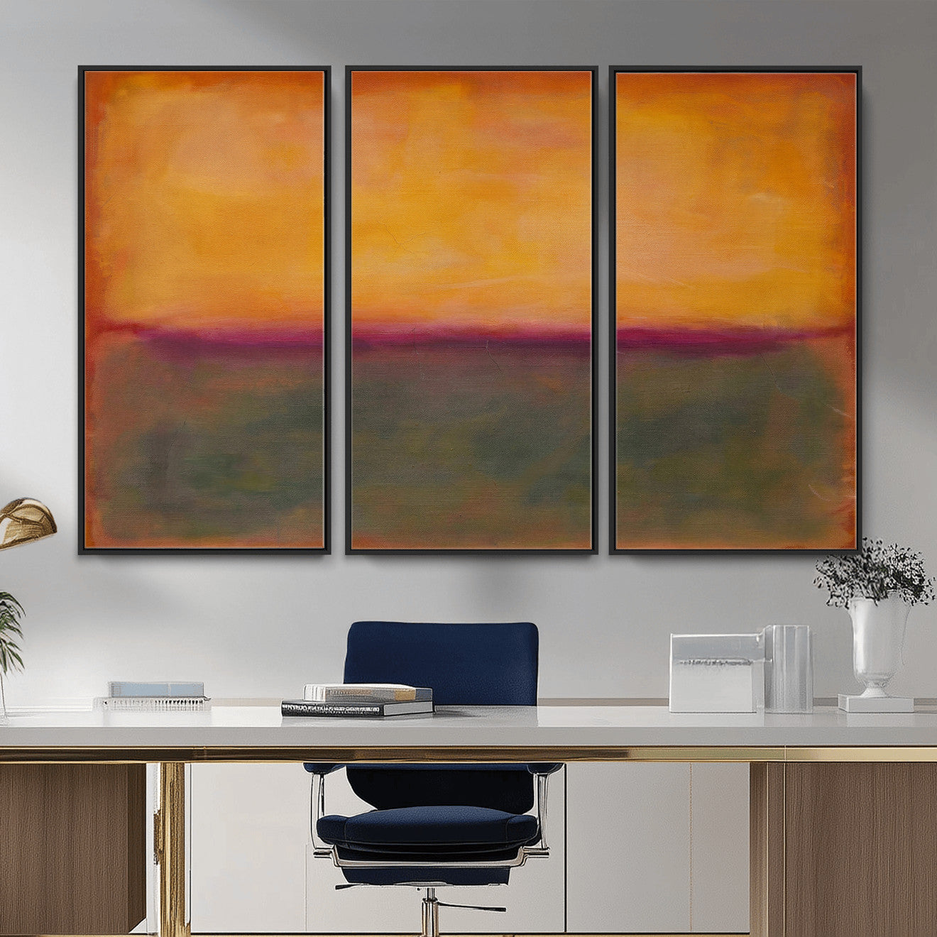 21628300-MGV-CV-36X24 - Abstract Color Field Wall Art Canvas Print, Framed Minimalist Horizon Artwork for Living Room Bedroom Office