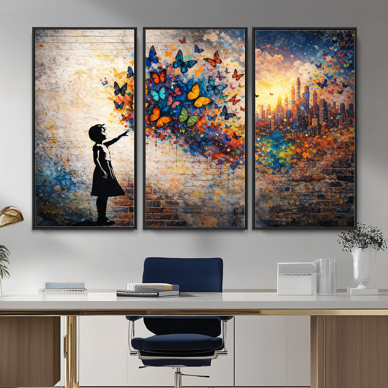 21540821-MGV-CV-36X24 - Banksy Girl Wall Art Canvas Print for Living Room Decor