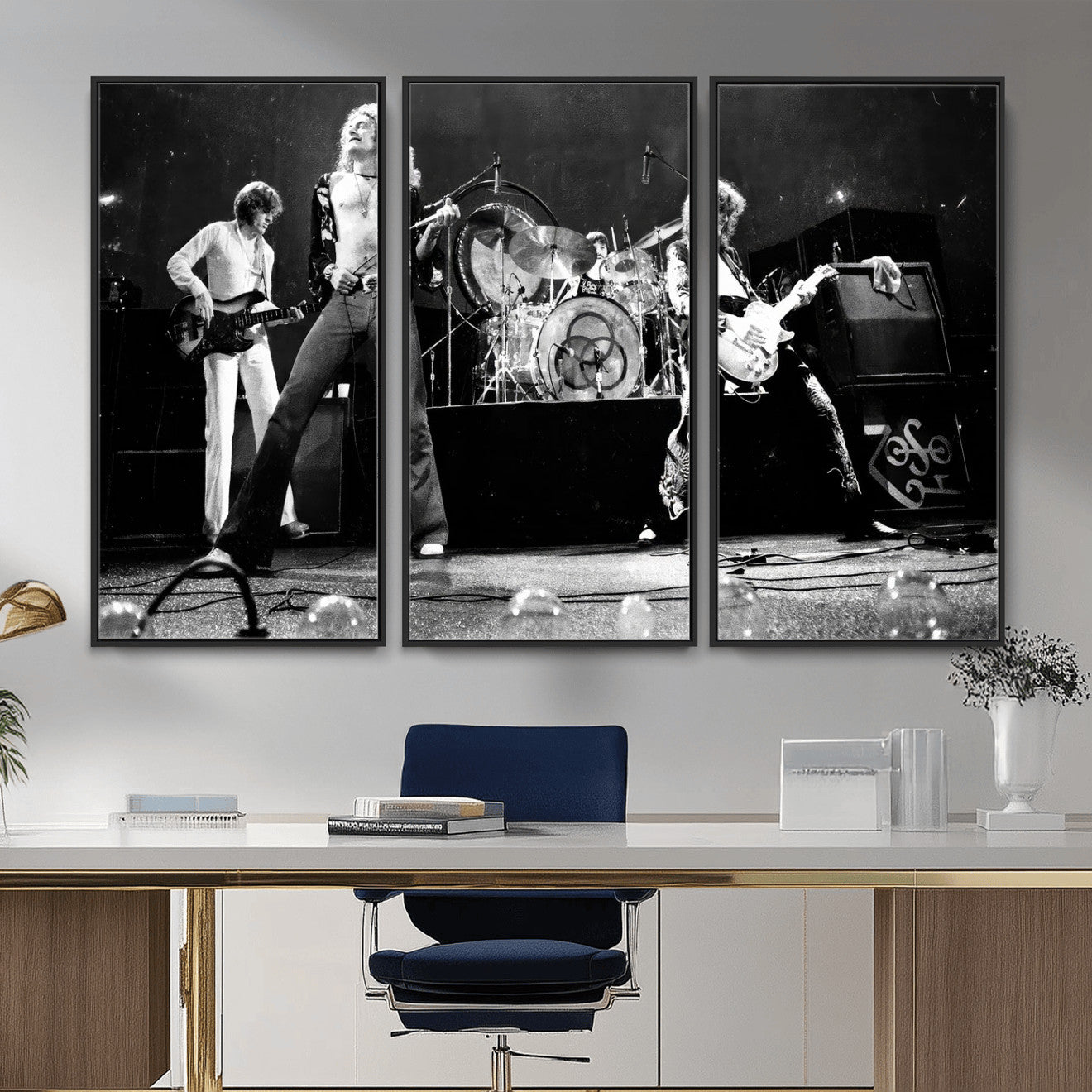 87313532-MGV-CV-36X24 - ed Zeppelin Live Concert Canvas Wall Art, Classic Rock Band Photography Print, Vintage Music Stage Performance Artwork