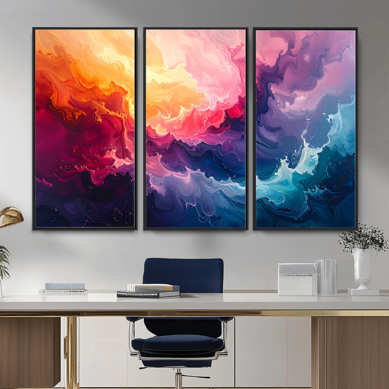 16157633-MGV-CV-36X24 - Large Colorful Abstract Canvas Wall Art Print, Vibrant Popup Color Art Print