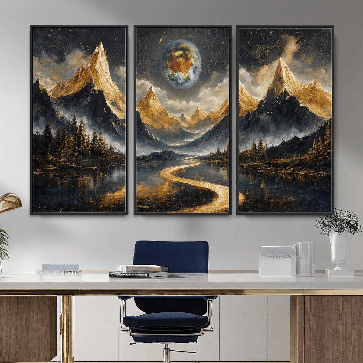 34202127-MGV-CV-36X24 - Abstract Mountain Wall Art Canvas Print Modern Landscape Painting Print