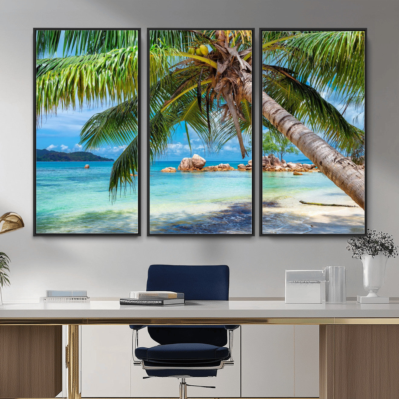 86824715-MGV-CV-36X24 - Seychelles Beach Canvas Wall Art - Anse Volbert Praslin Island Print
