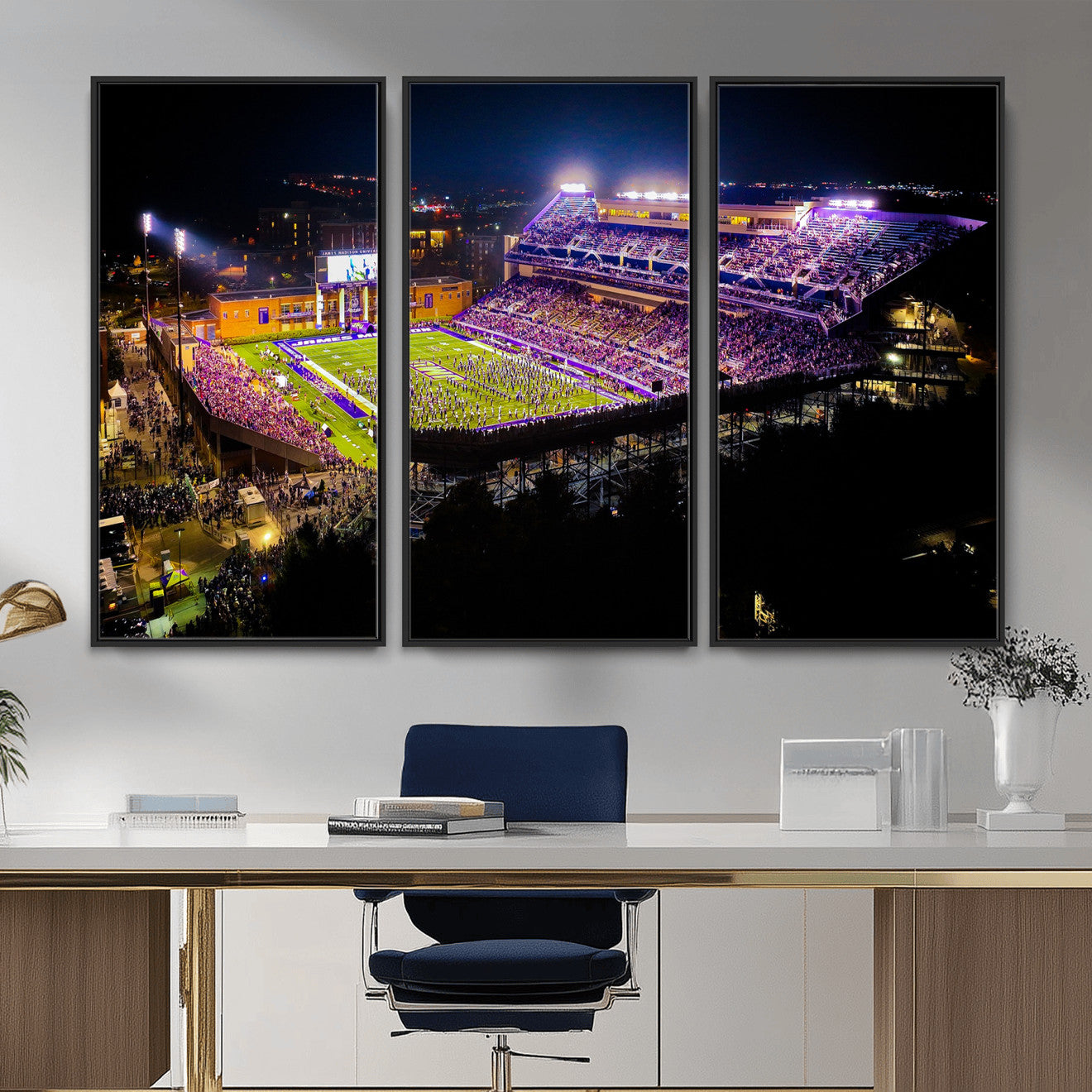400867JMU2-MGV-CV-36X24 - JMU Stadium Wall Art Canvas Print for Game Room Decor - James Madison University Stadium