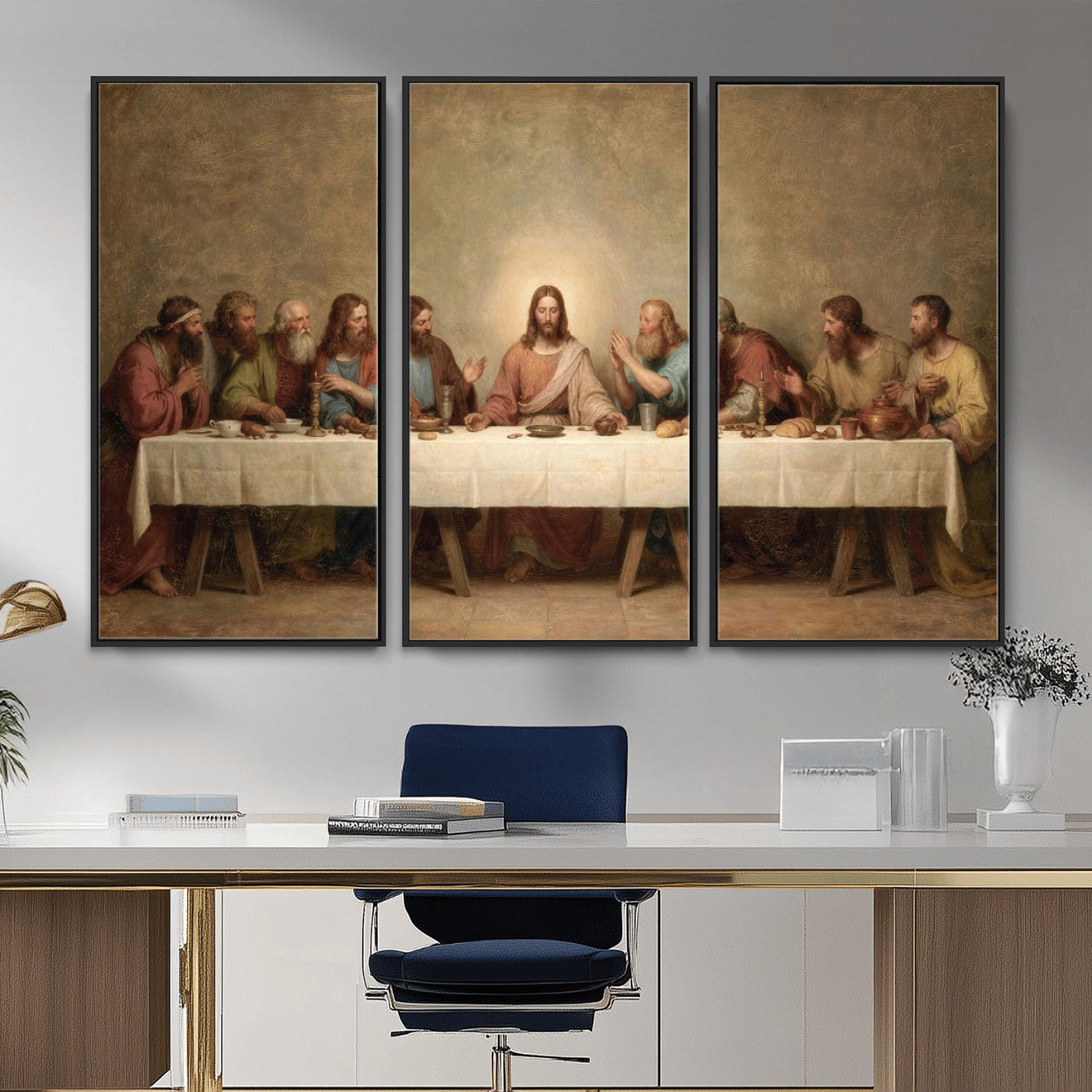 50761248-MGV-CV-36X24 - The Last Supper of Jesus Christ Wall Art Canvas Print - Classical Christian Faith Home Decor