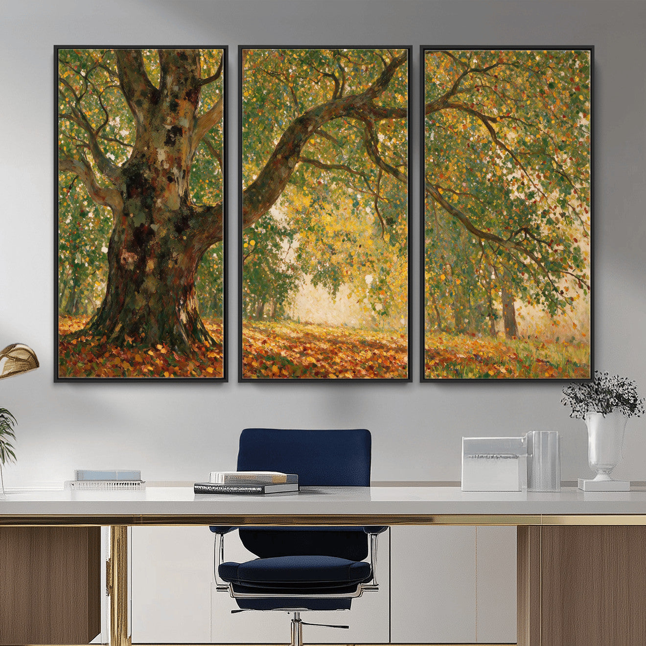 52555601-MGV-CV-36X24 - Claude Monet Style The Bodmer Oak Fontainebleau Forest Wall Art Canvas Print, Autumn Landscape Painting Print
