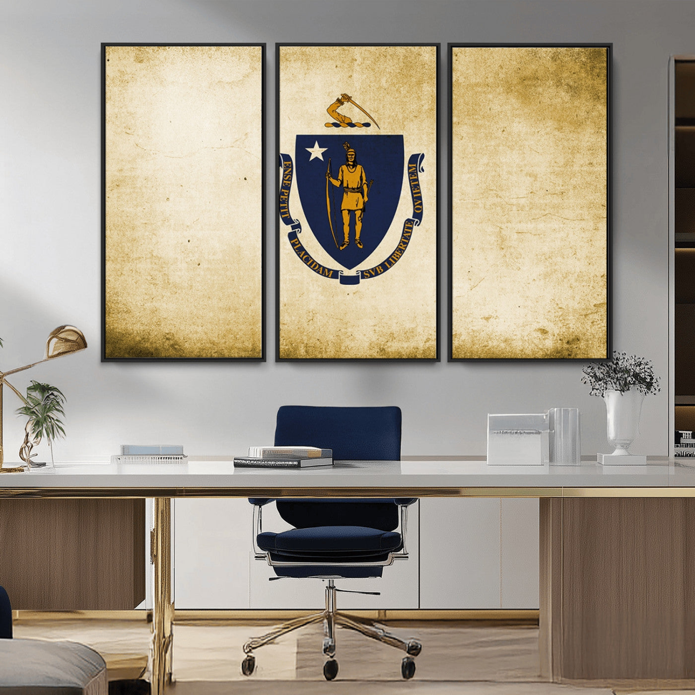 -Massachusetts Flag Wall Art Canvas Print