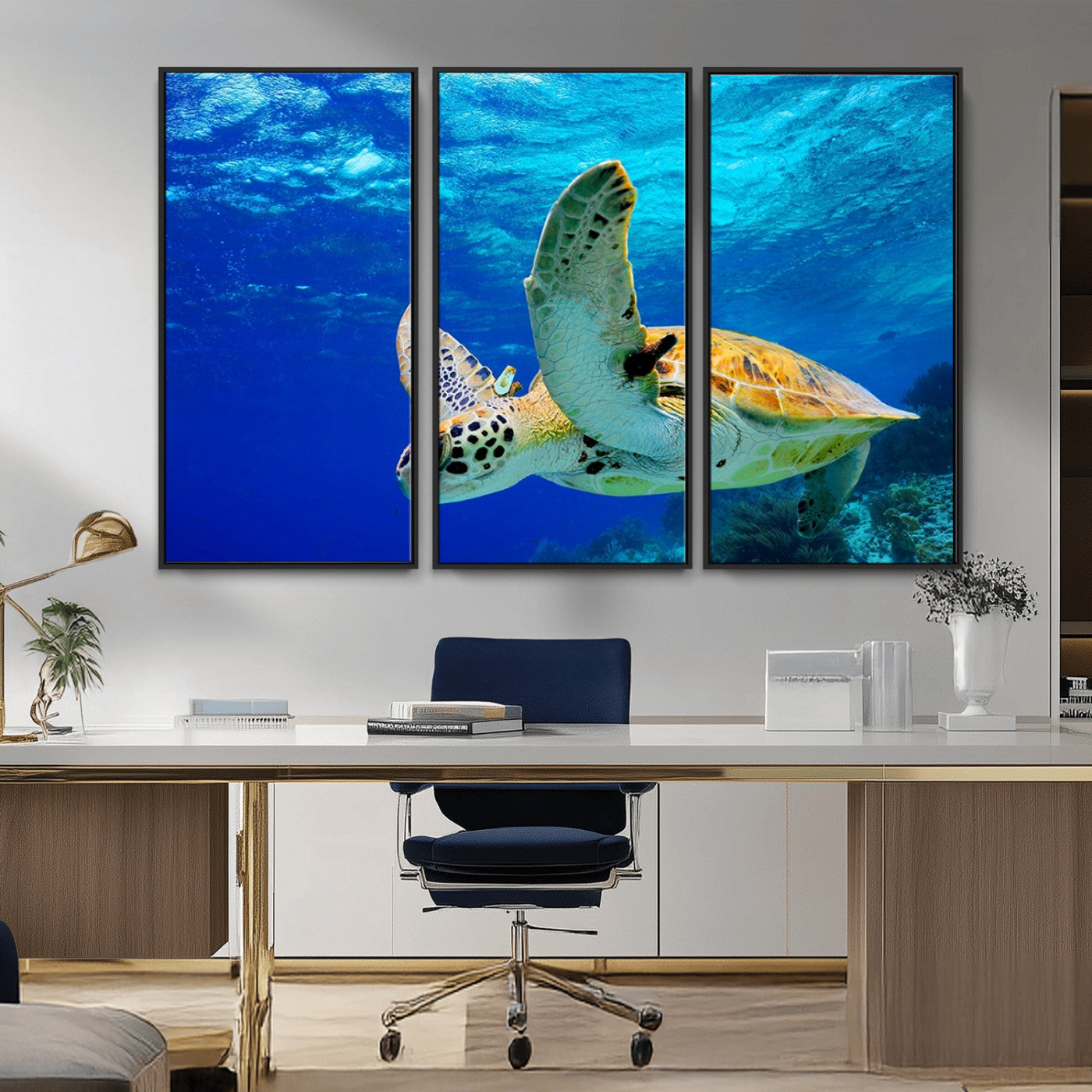 16292-MGV-CV-36X24-Sea Turtle Wall Art Canvas Print, Sea life in the Ocean Wall Art Printing