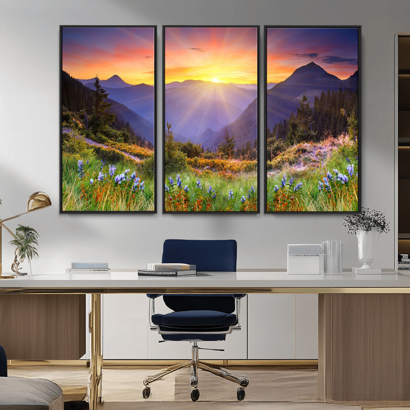 46010-MGV-FC-48X32-3P_Black-Mountain and Spring Wall Art Canvas Print