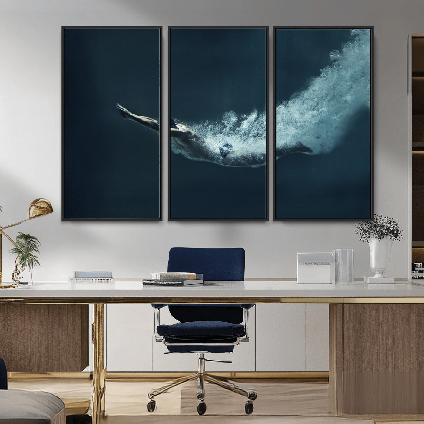 48463-MGV-FC-48X32-3P_Black-Swimmer Wall Art Canvas Print