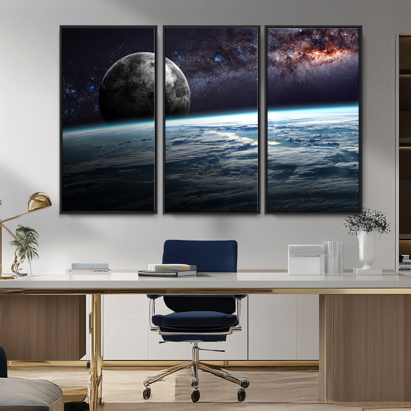 22395-MGV-FC-48X32-3P_Black-Space and Planet Canvas Print
