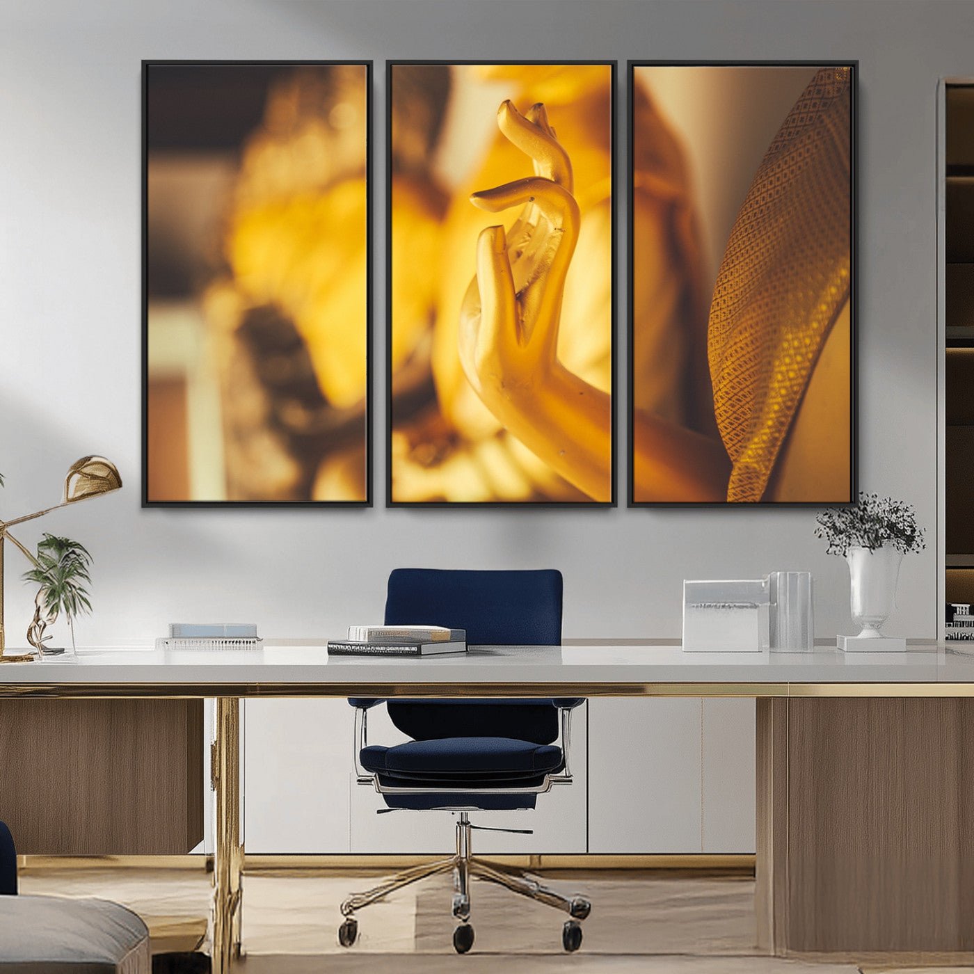 -Gold Buddha Statue Hands Wall Art Canvas Print