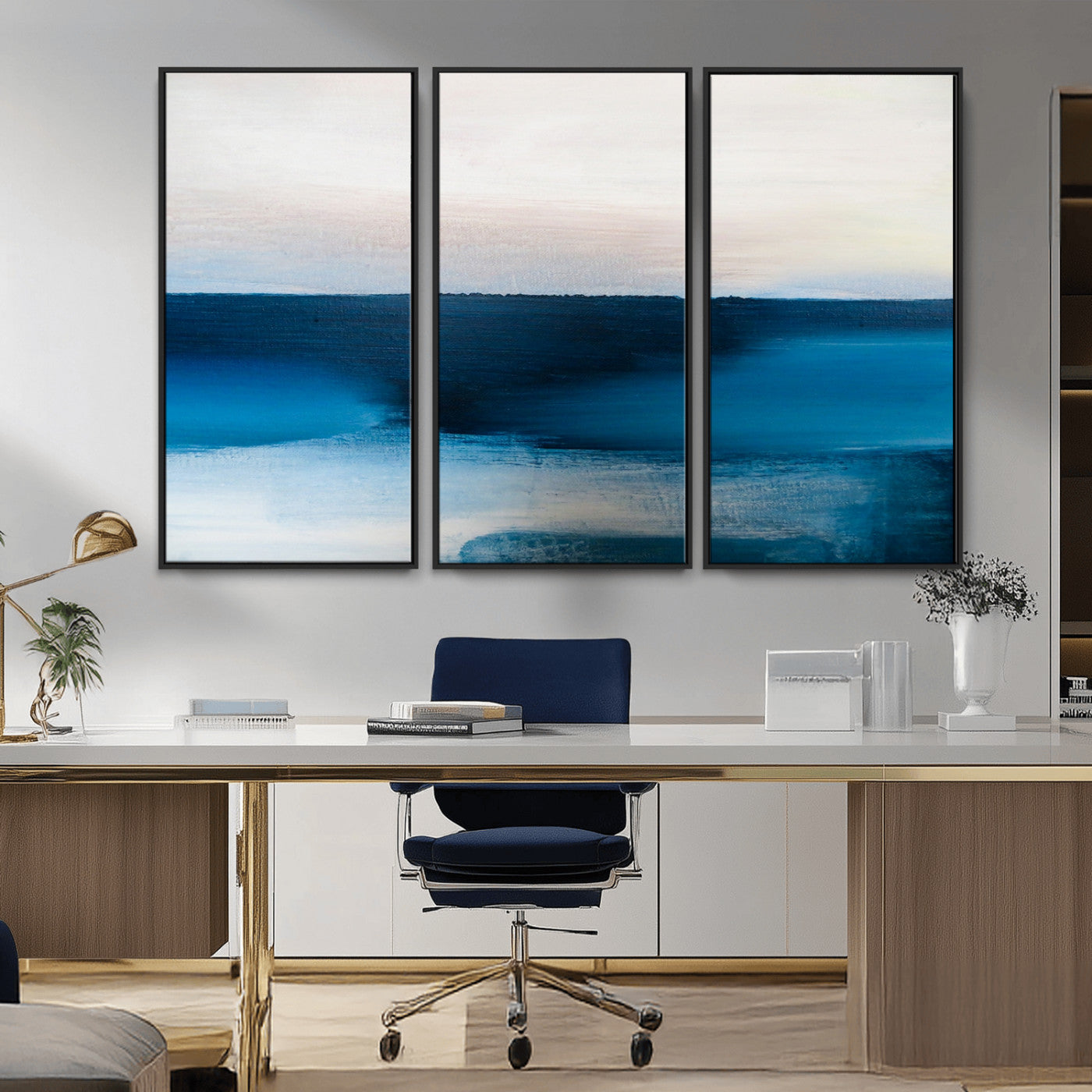 72452-MGV-FC-48X32-3P_Black-Dark Blue Abstract Wall Art Canvas Print