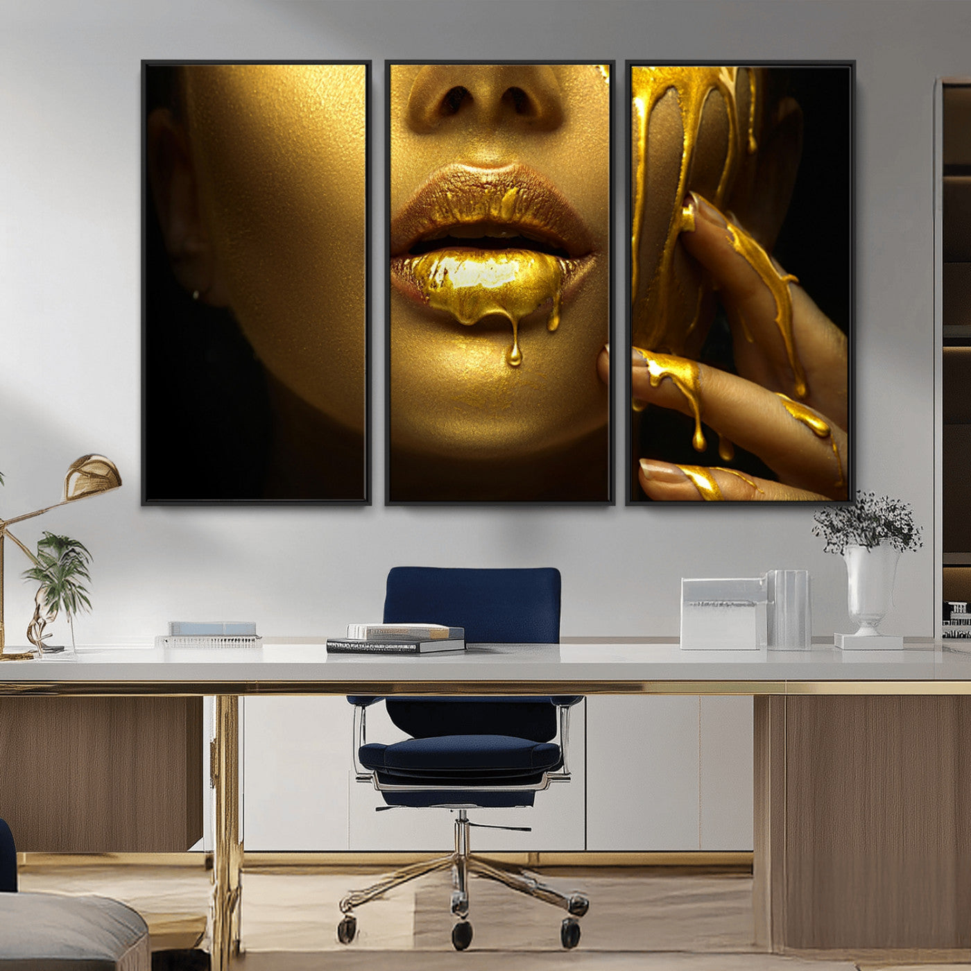 24252-MGV-FC-48X32-3P_Black-Gold and Women Wall Art Canvas Print