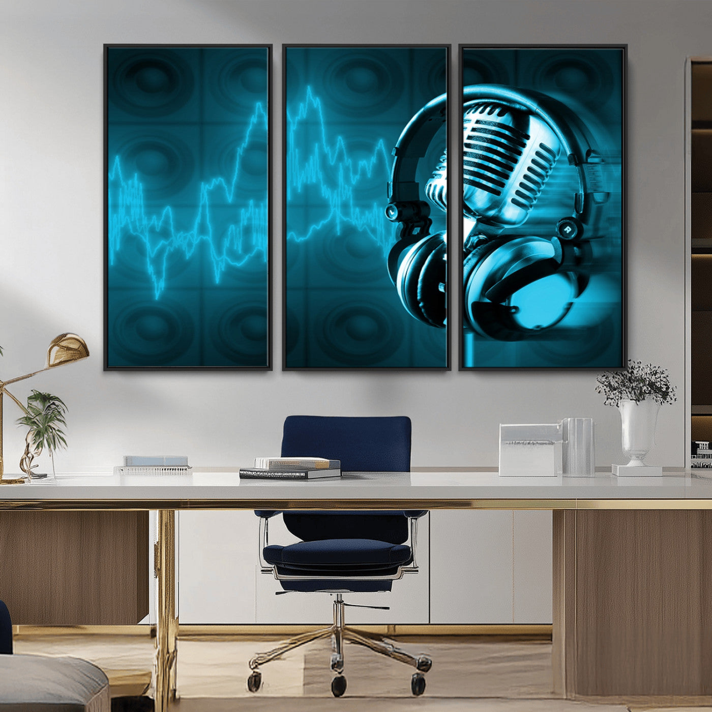 42329-MGV-FC-48X32-3P_Black-Music and Microphone Wall Art Canvas Print