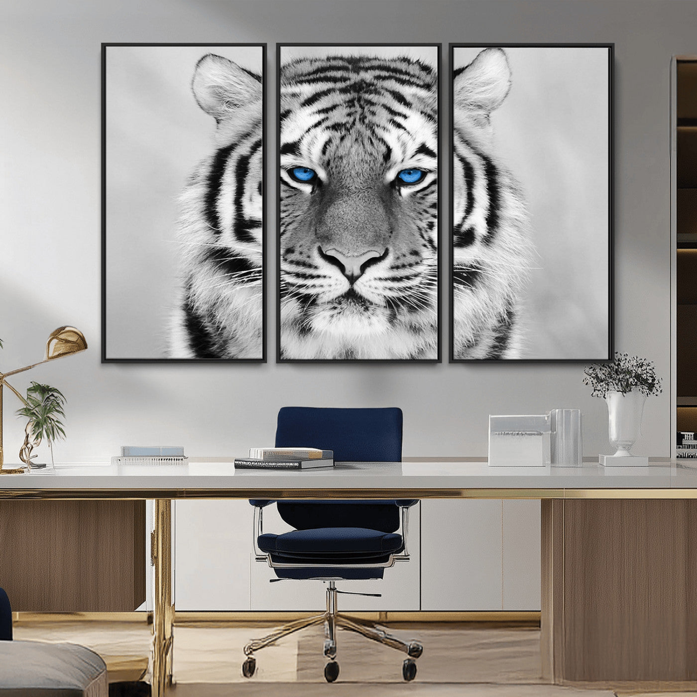 -Black and White Tiger Wall Art Animal Canvas Print