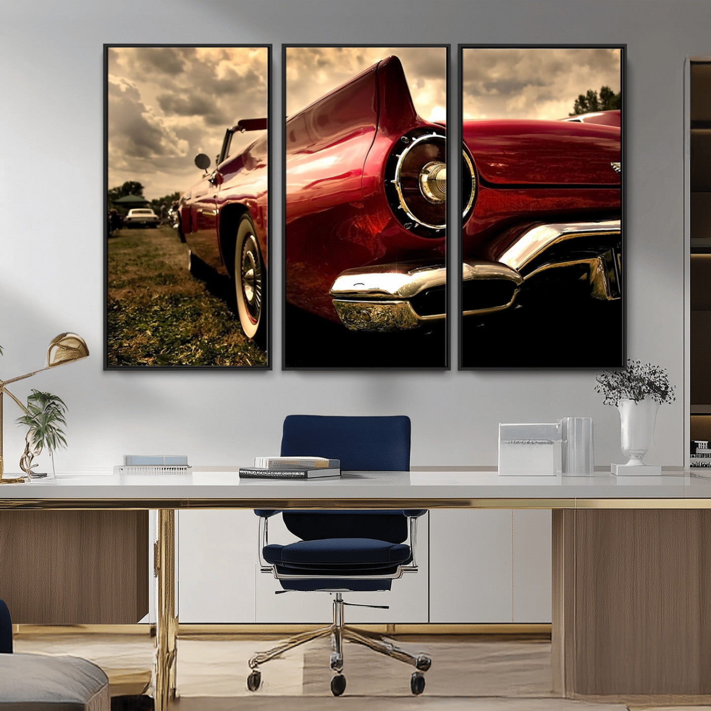 -Red Classic Car Wall Art Canvas Print