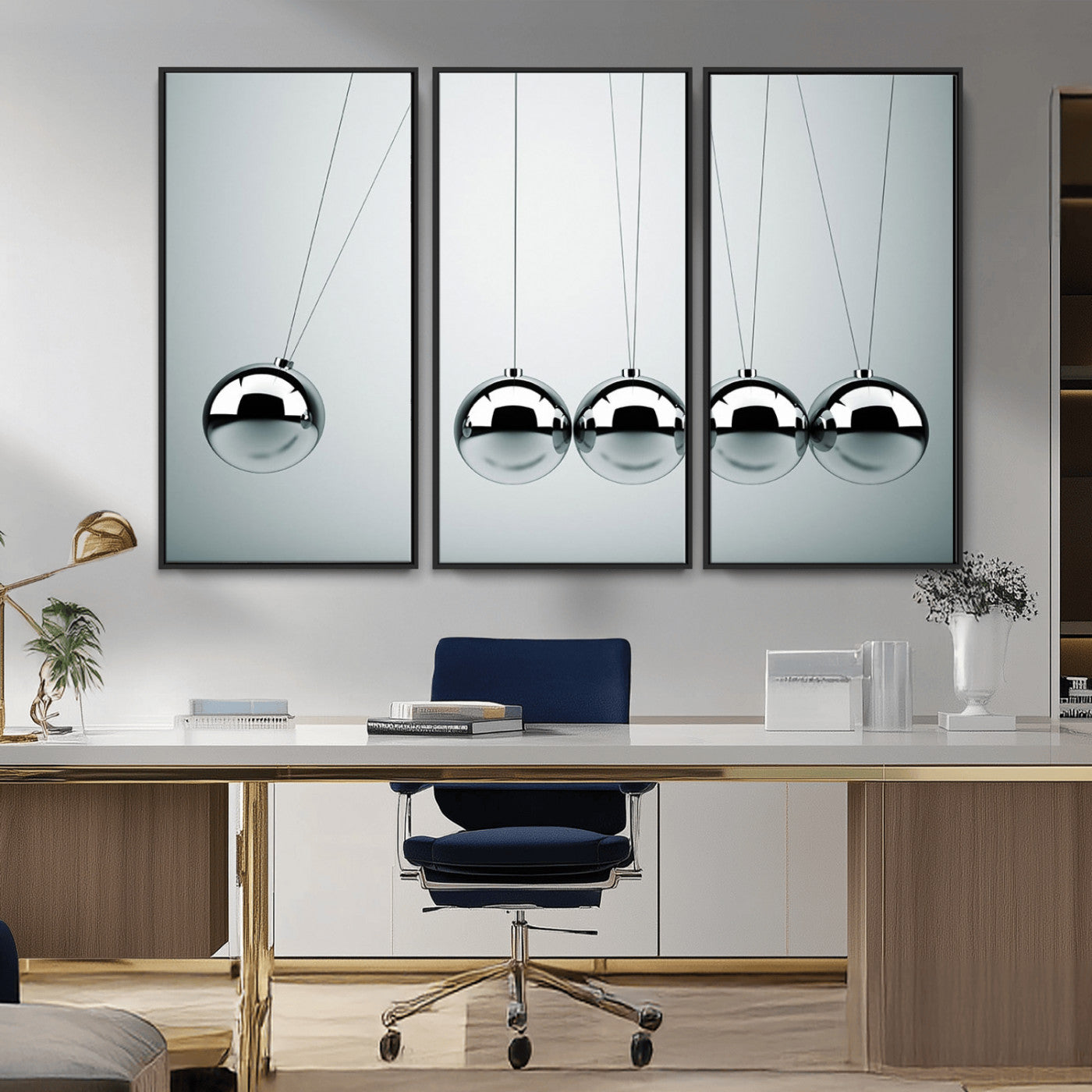 -Newton's Cradle Wall Art Canvas Print, Framed Newton Cradle Wall Art