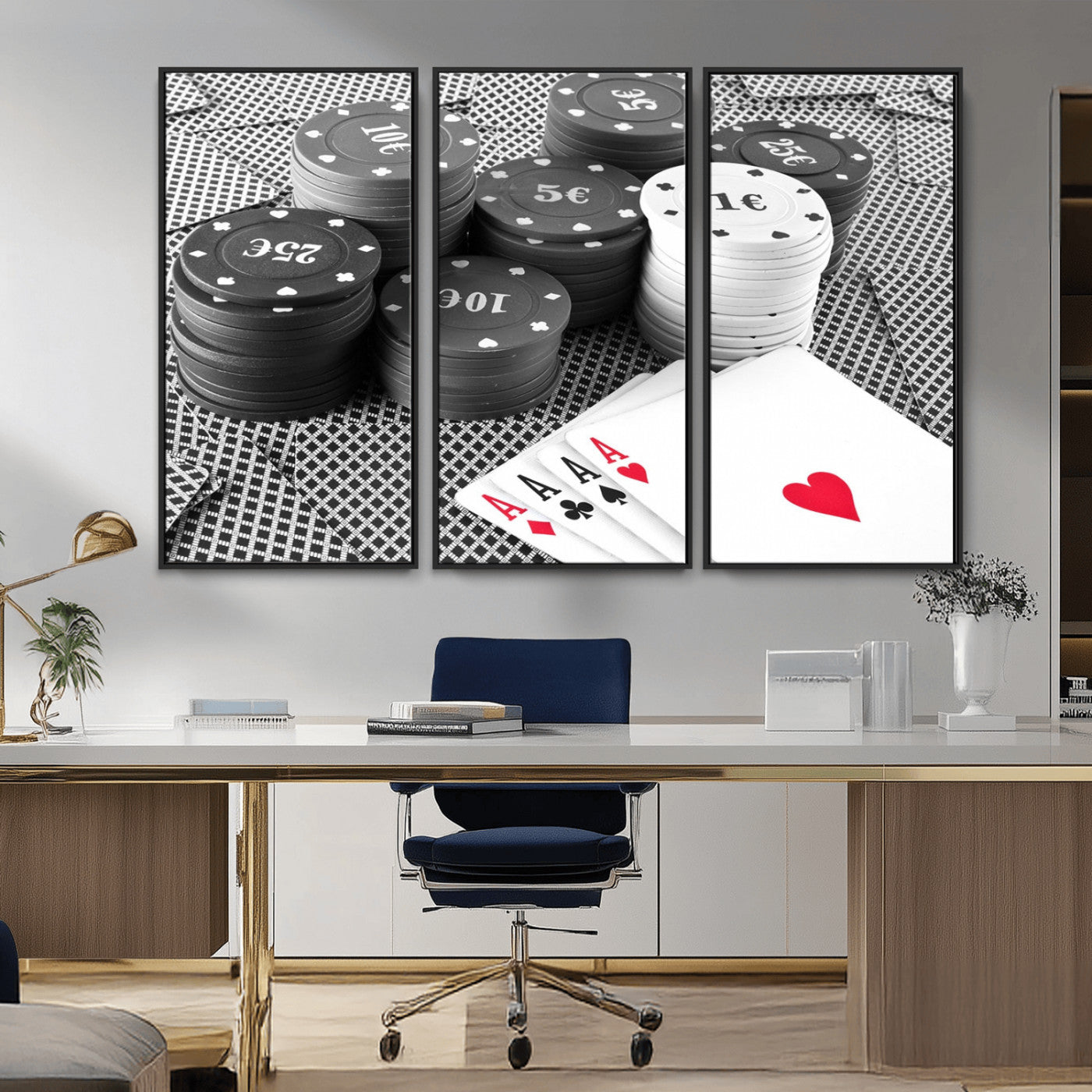 -Poker Game Cards Wall Art Canvas, Multi Panel Wall Art Canvas Print