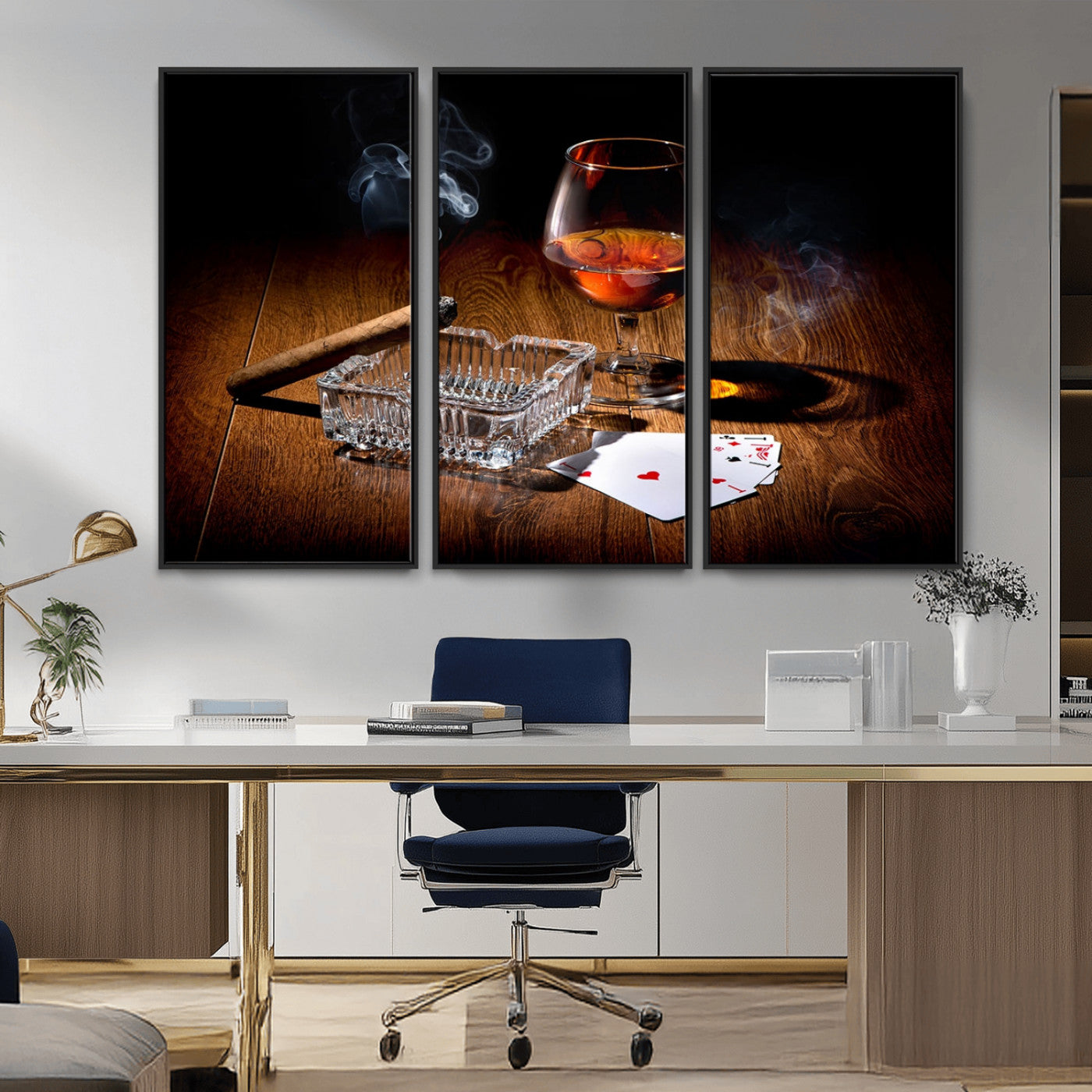 -Whiskey Cigar Wall Art Canvas Print Kitchen Wall