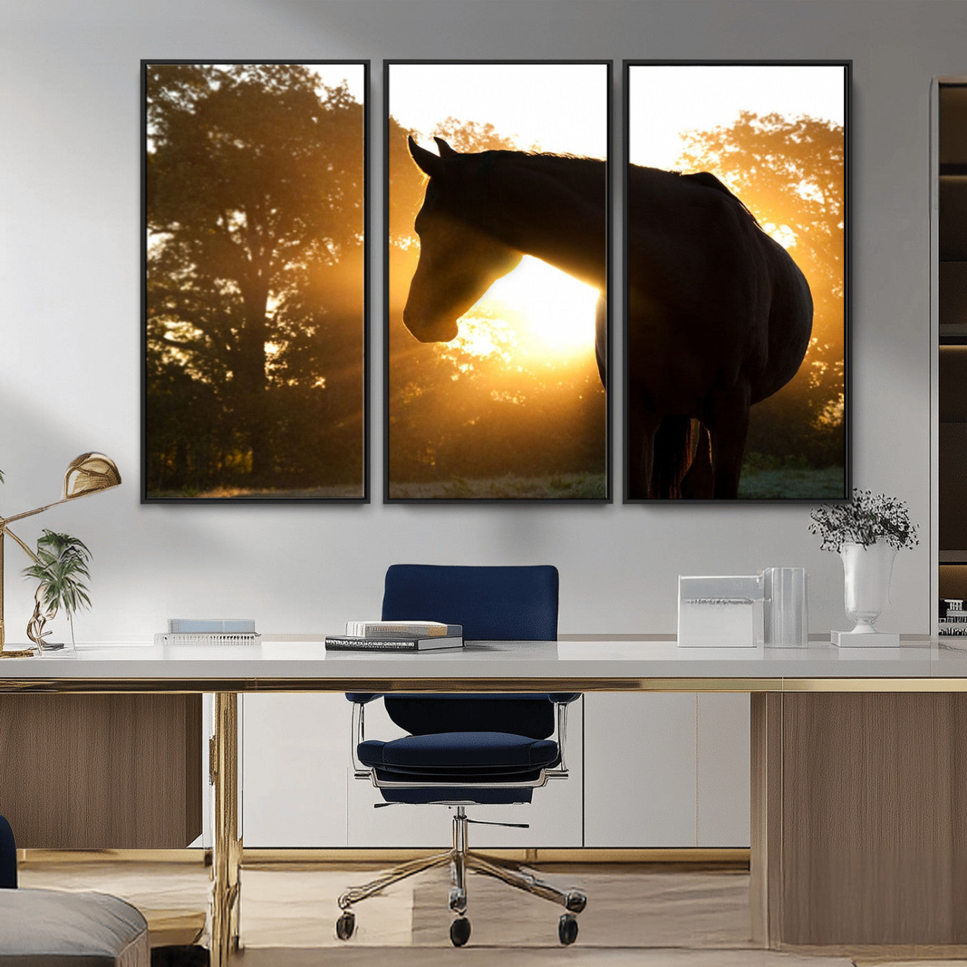 -Horse at Sunset Wall Art Animal Canvas Print