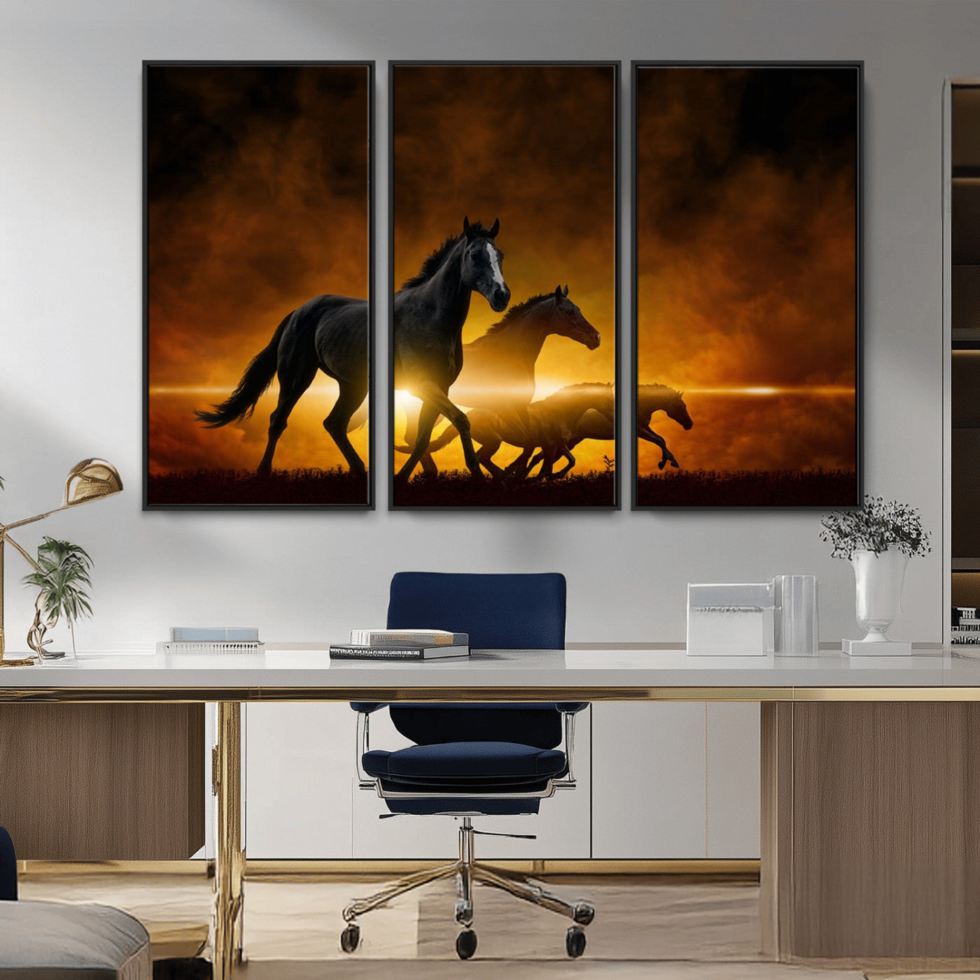 -Horse Wall Art Canvas Print, Multi Panel Animal Canvas Print