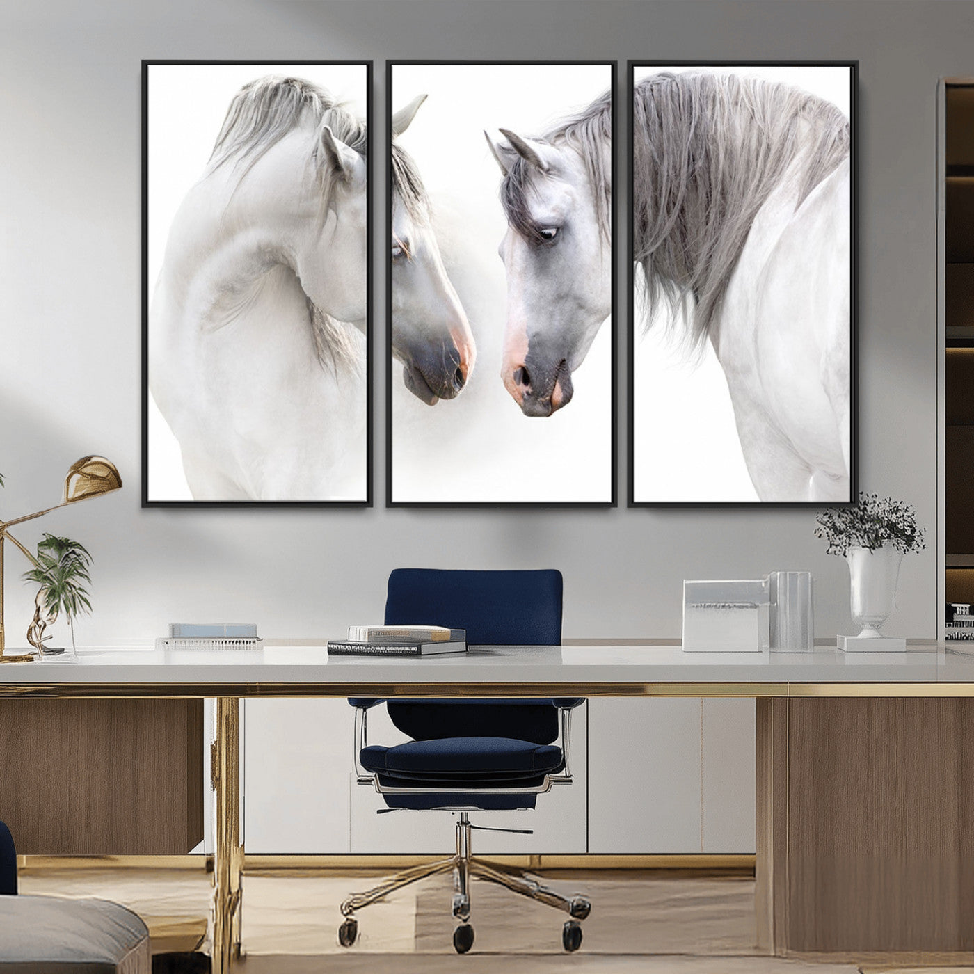 -White Horse Wall Art Animal Canvas Print