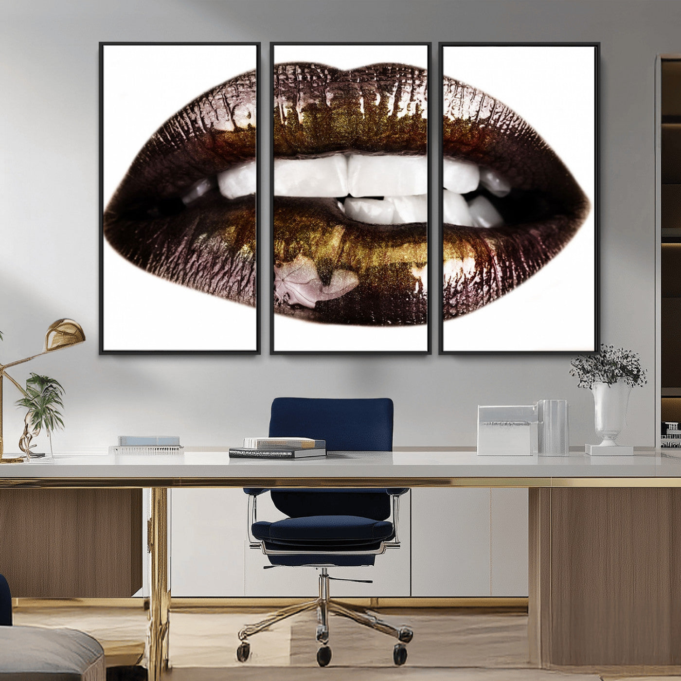 67580-MGV-FC-48X32-3P_Black-Close Up Lips Wall Art Canvas Print