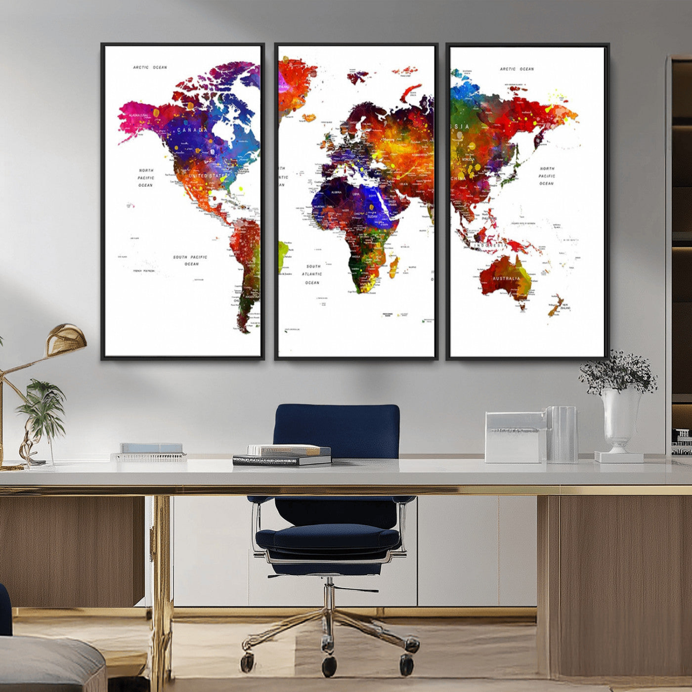34842-MGV-FC-48X32-3P_Black-Push Pin World Map Canvas Print – Travel Tracker Wall Art for Couples, Perfect Anniversary Gift for Home or Office Decor