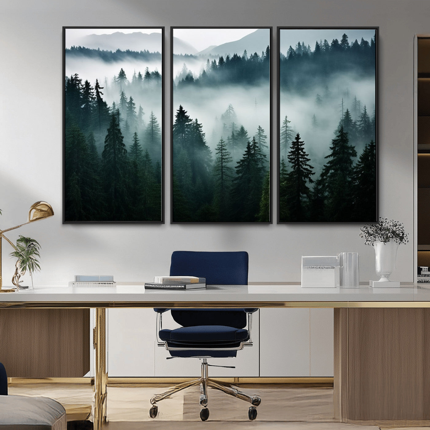 -Captivating Misty Forest Wall Art Canvas, Premium Canvas Print a Foggy and Serene Atmosphere