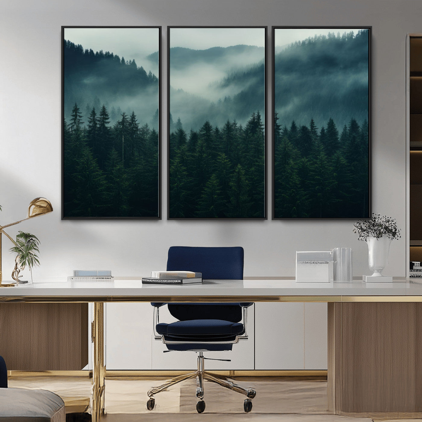 -Captivating Misty Forest Wall Art Premium Canvas Print, Foggy and Serene Atmosphere Wall Art Canvas