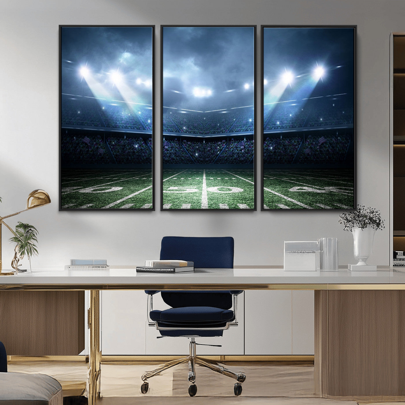 74741-MGV-FC-48X32-3P_Black-American Football Stadium Wall Art Canvas, American Football Stadium Canvas Print