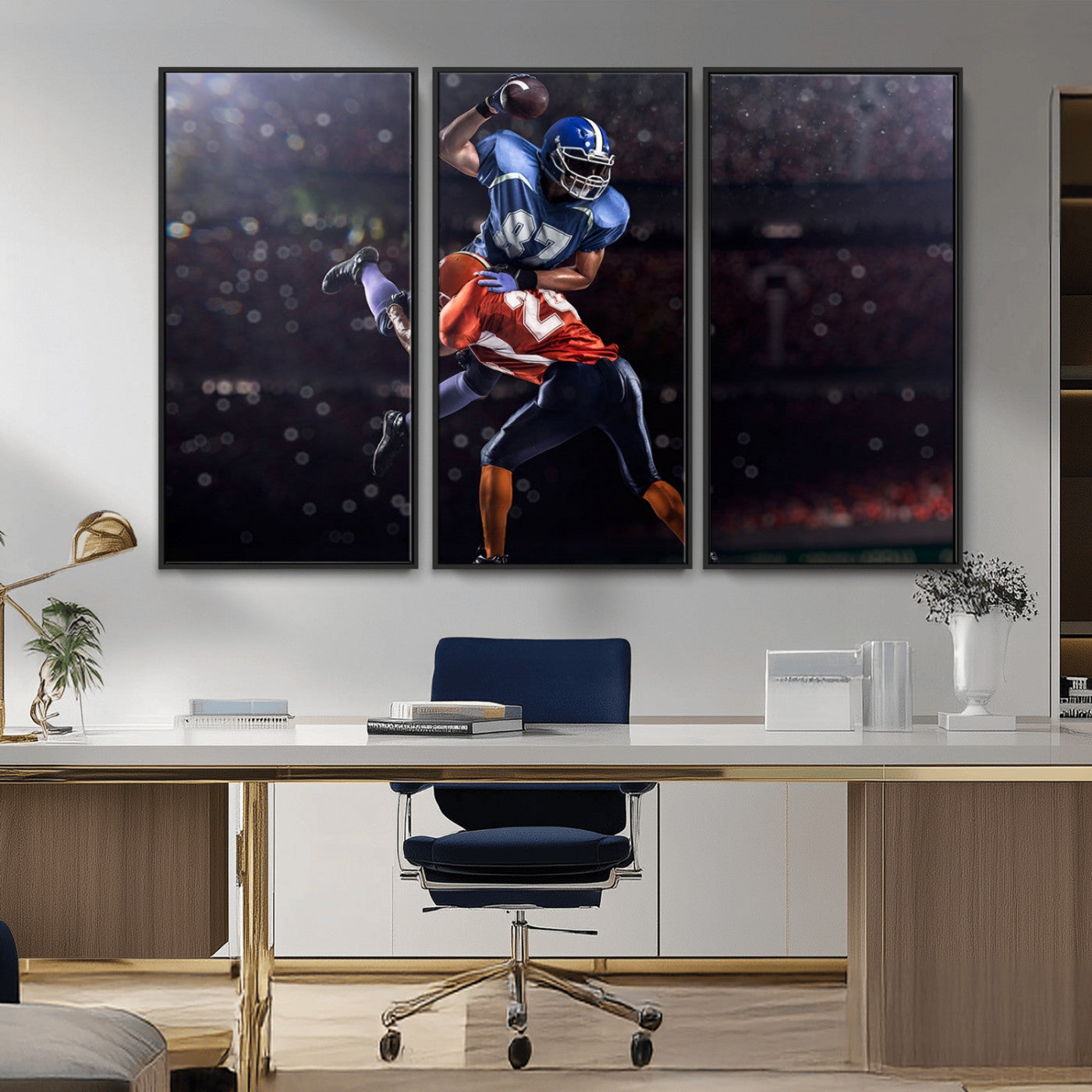 76491-MGV-CV-36X24-American Football Wall Art Canvas Print, Stadium Sport Wall Art Print