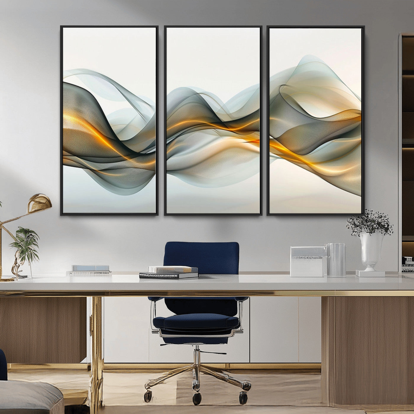 ES1001-MGV-CV-36X24-Abstract Wave Canvas Wall Art – Fluid Contemporary Elegance in Motion – Ready to Hang