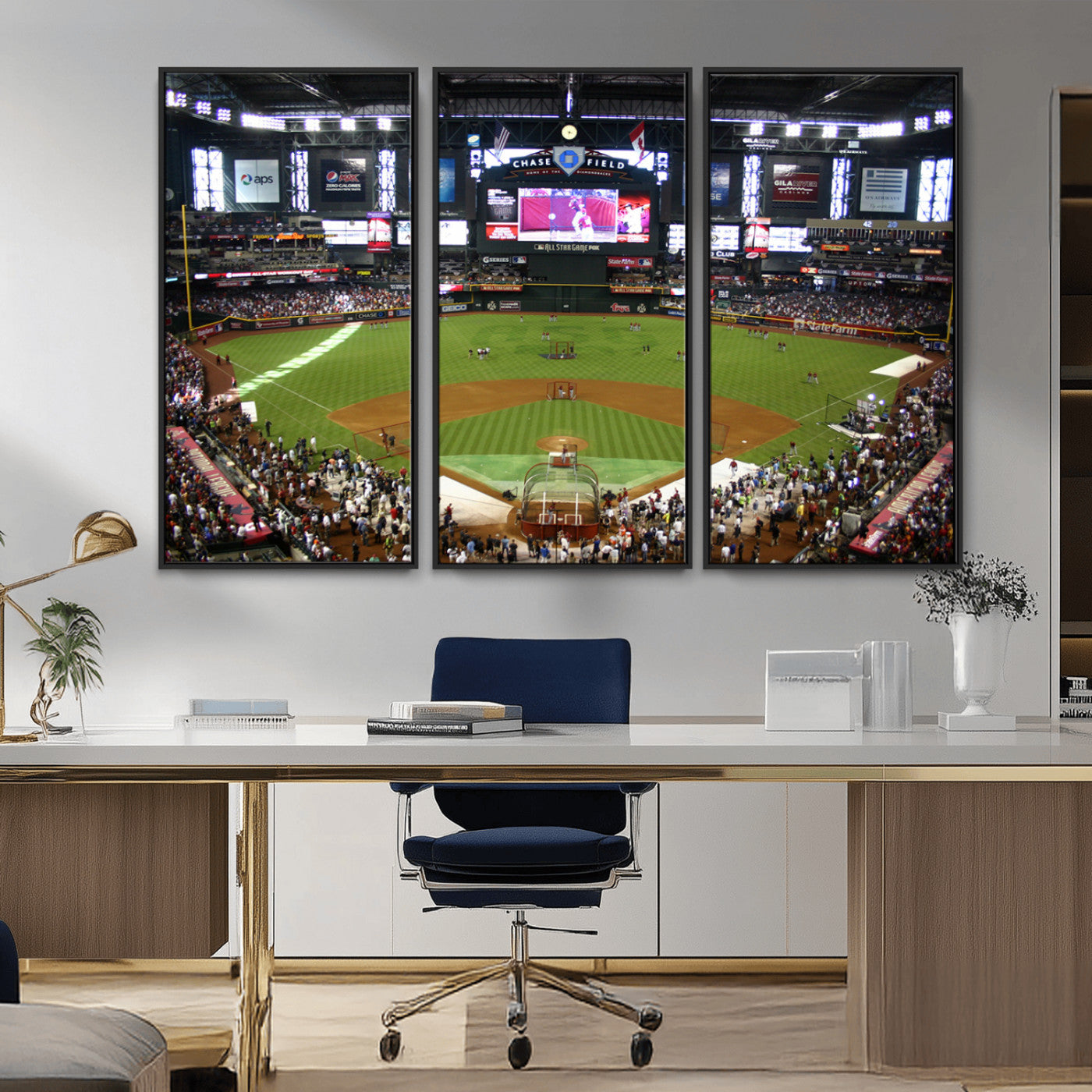 91630-MGV-CV-36X24-Arizona Diamondbacks Baseball Team Print - Phoenix Chase Field Baseball Stadium Wall Art Canvas