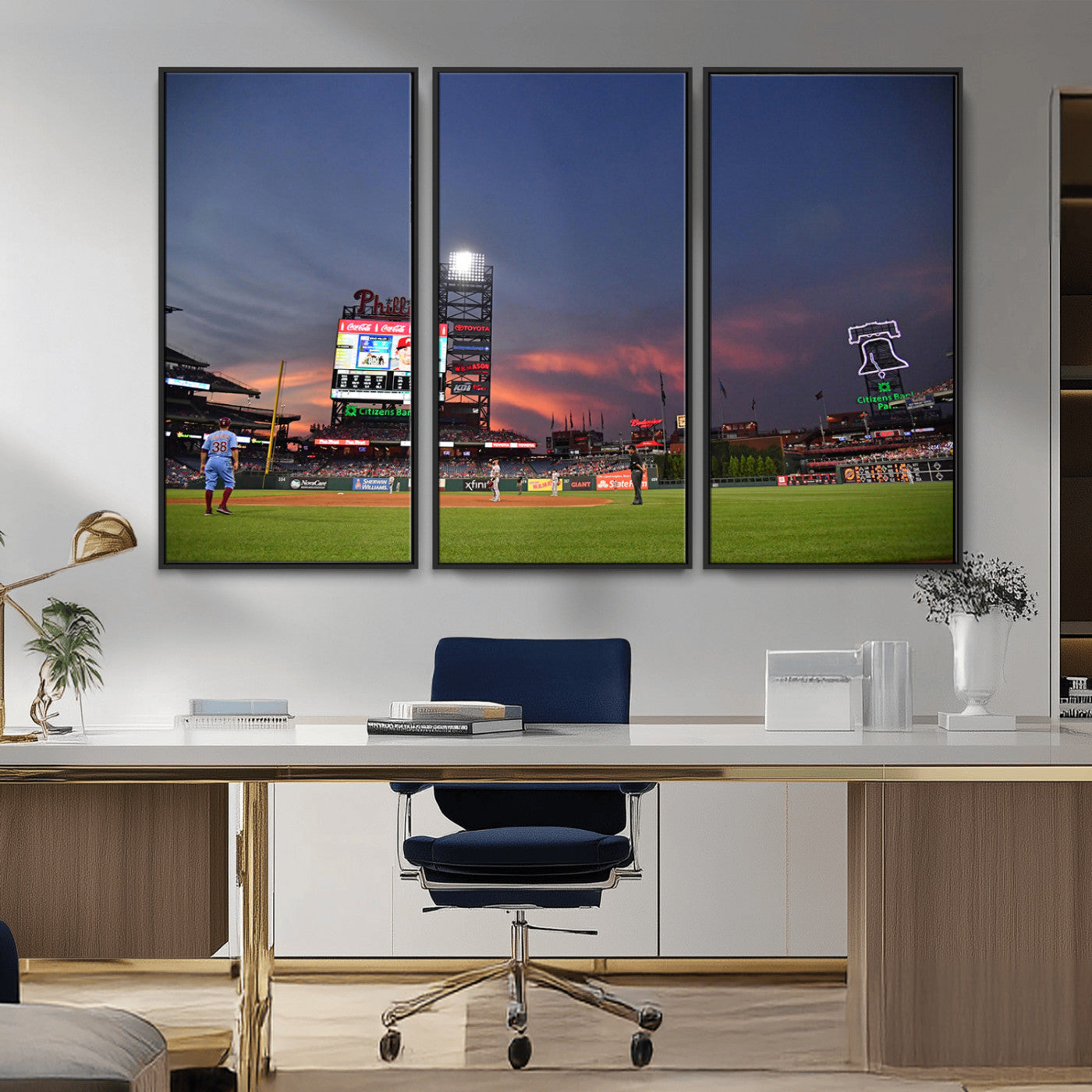 22594-MGV-CV-36X24-Philadelphia Phillies Baseball Print - Philadelphia Citizens Bank Park Stadium Wall Art, Phillies