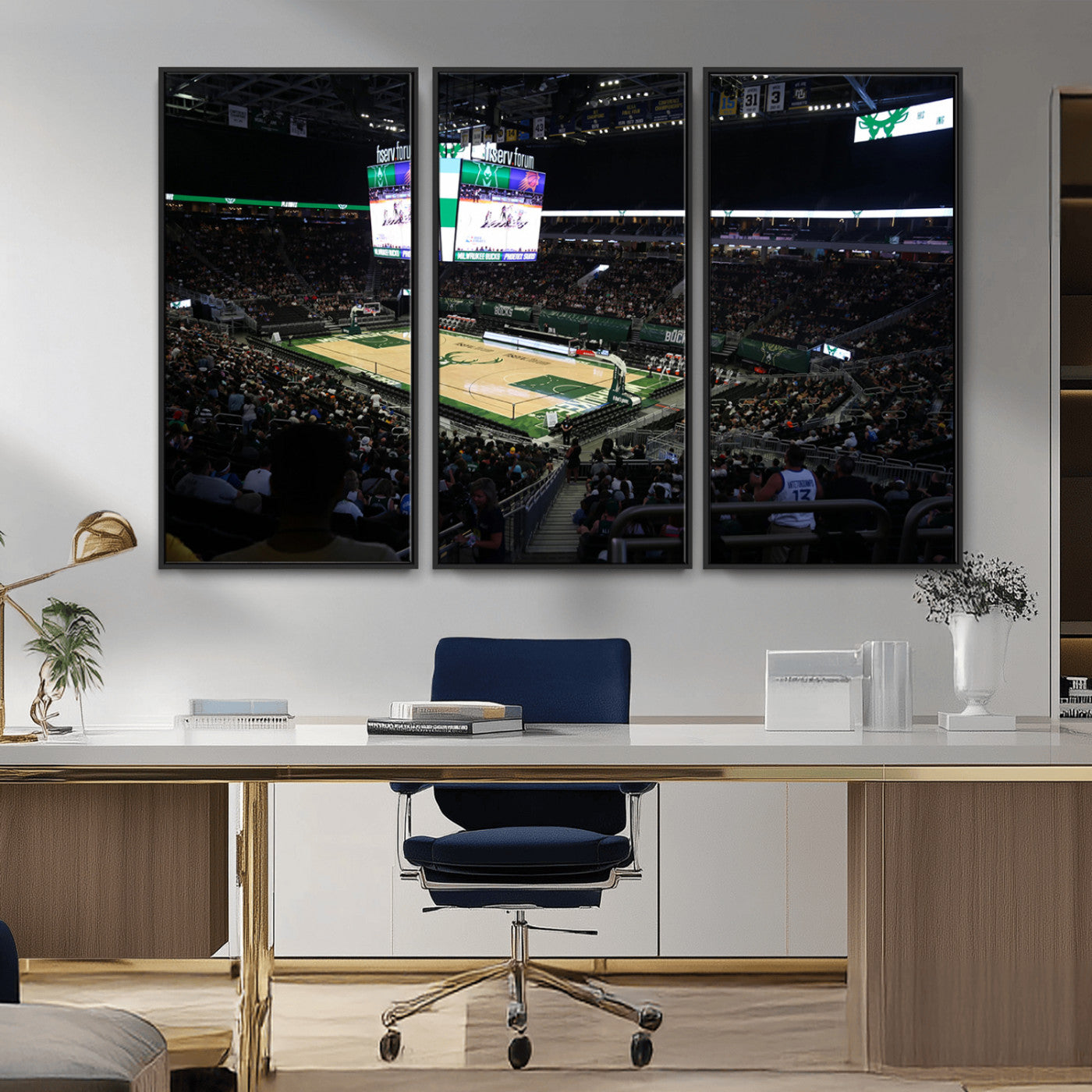 -Milwaukee Bucks Basketball Print - Fiserv Forum Stadium Wall Art Canvas Print