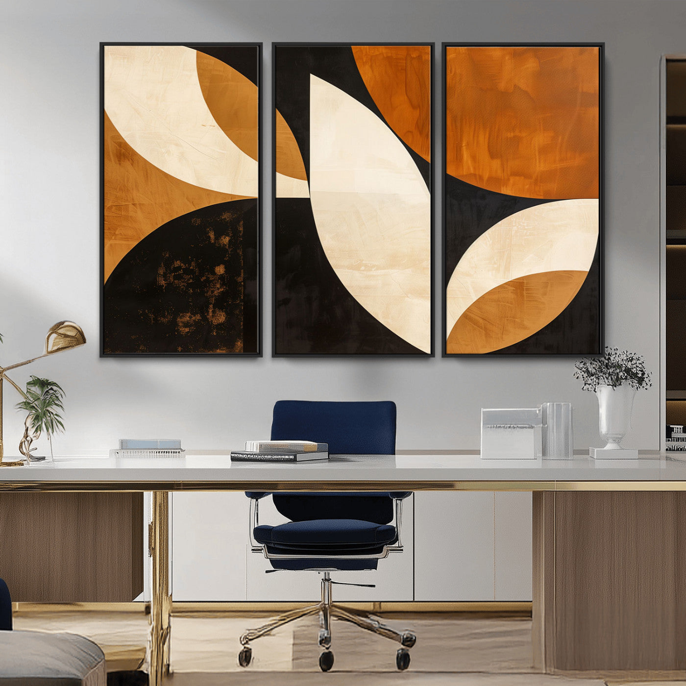 21251-MGV-CV-36X24-Geometric Abstract Wall Art Canvas Print, Mid Century Modern Wall Art Print
