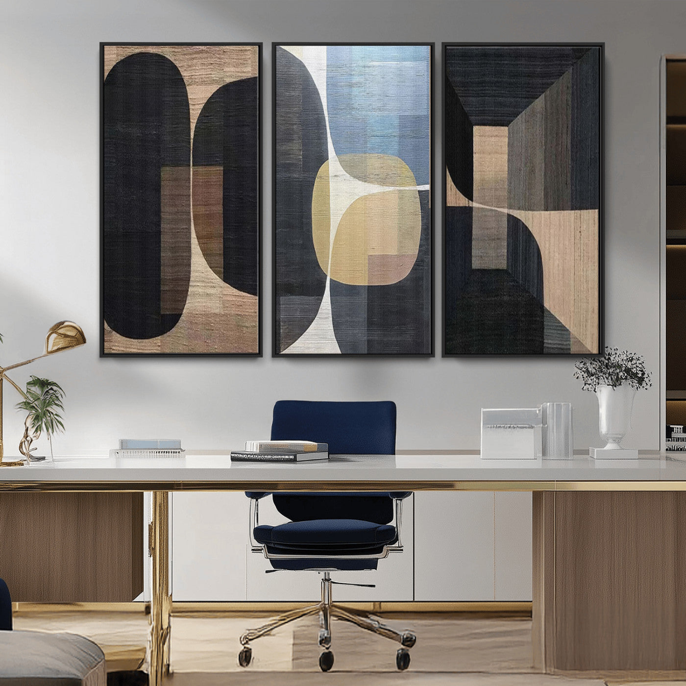 75252-MGV-CV-36X24-Minimalist Wabi Sabi Abstract Geometric Wall Art Canvas Print – Modern Minimalist Shapes – Ready to