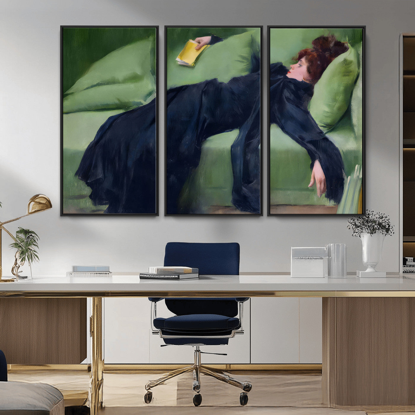 17725-MGV-CV-36X24-Decadent Girl by Ramon Casas Wall Art Canvas Print, Framed Decadent Girl Canvas Print