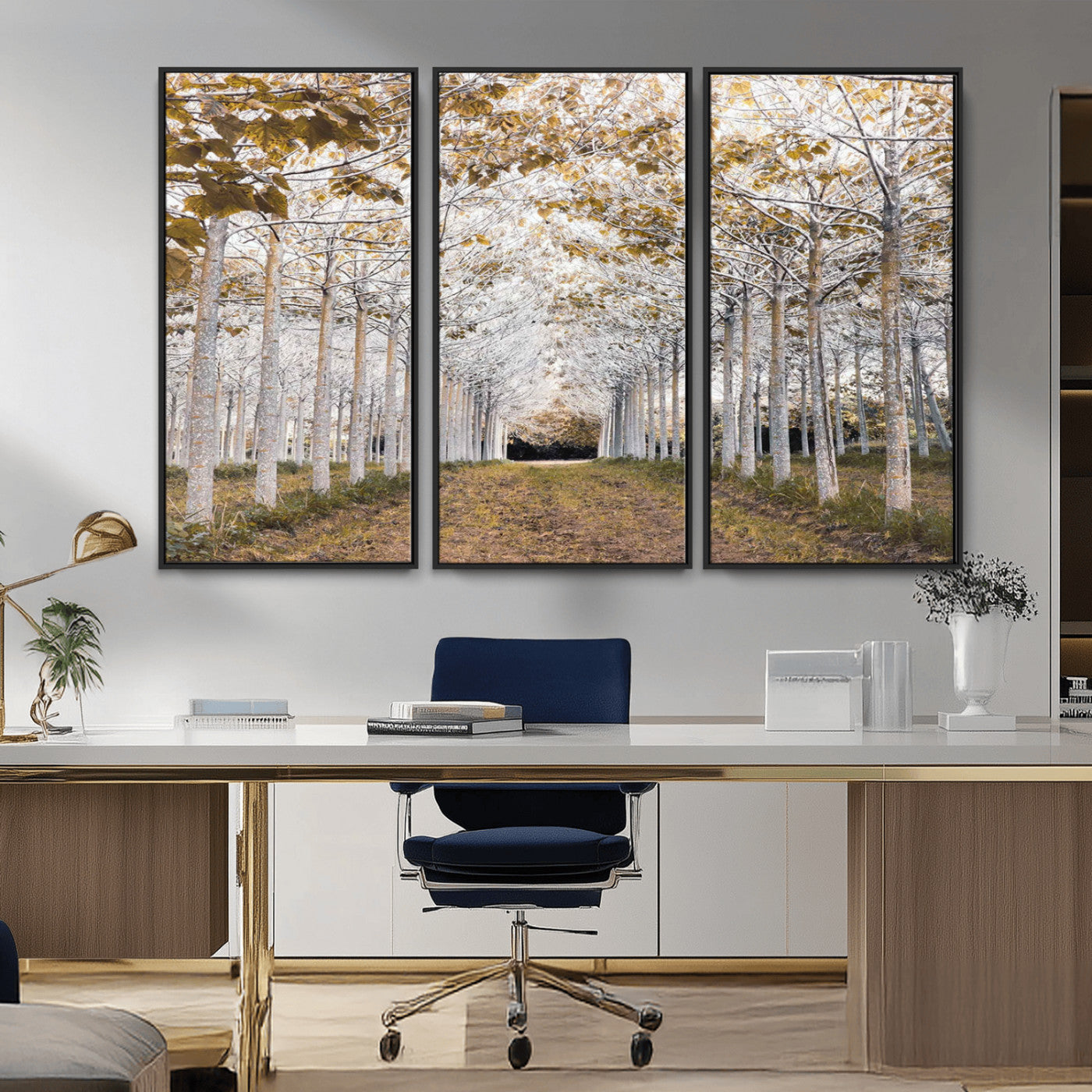 41104-MGV-FC-48X32-3P_Black-Forest Grove Wall Art | Serene Pathway Canvas Print | Ready to Hang and Framed Nature Wall Decor for