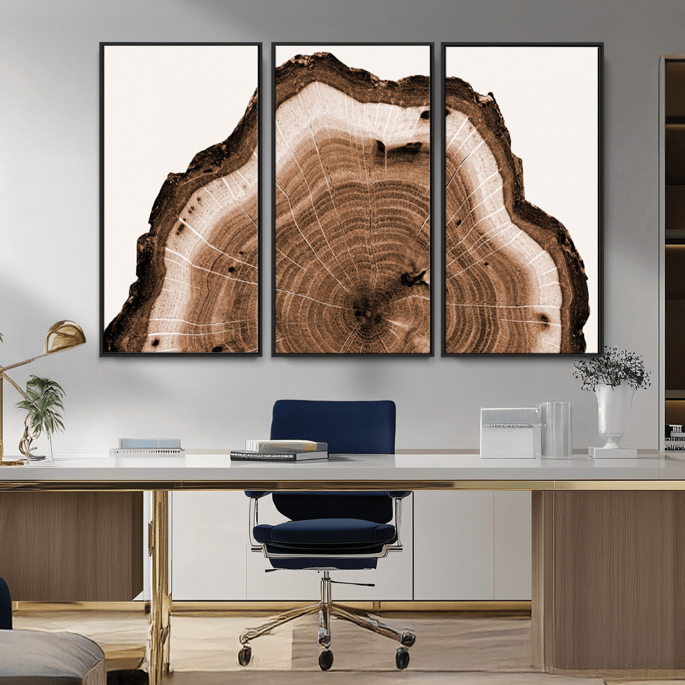 -Rustic Wood Rings Wall Art | Nature-Inspired Tree Ring Canvas Print | Ready to Hang and Framed for