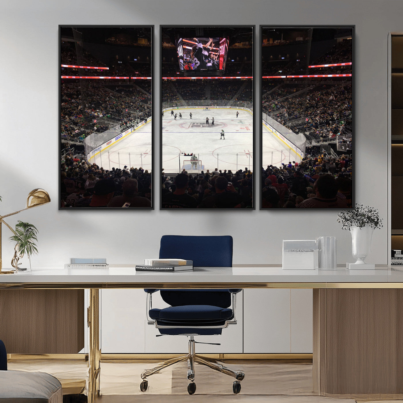 14802-MGV-FC-48X32-3P_Black-T Mobile Arena Paradise Nevada Vegas Golden Knights Ice Hockey Stadium Canvas Print Wall Art