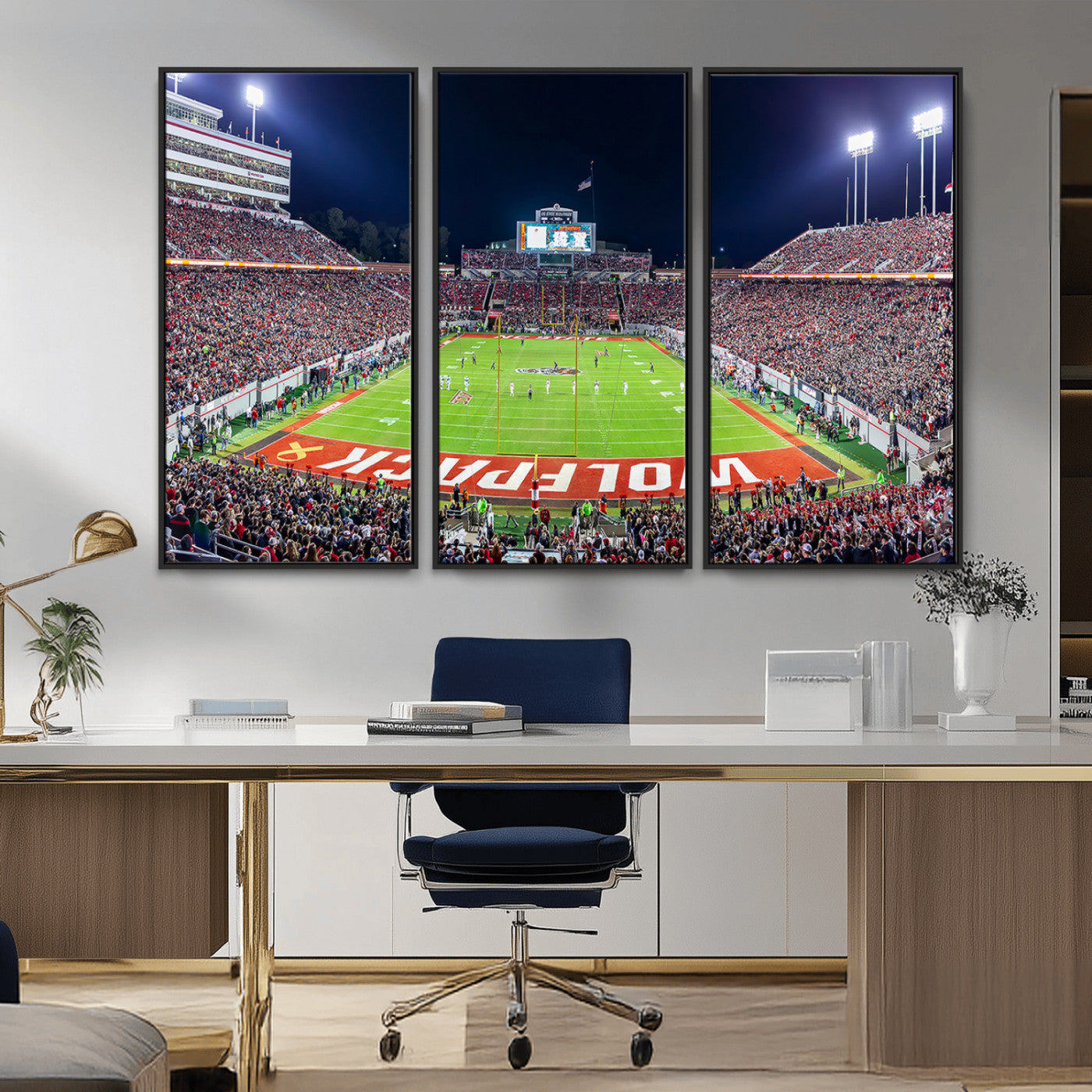 80943-MGV-CV-36X24-Wolfpack Football Team Print - Raleigh Carter-Finley Stadium Wall Art Canvas Print