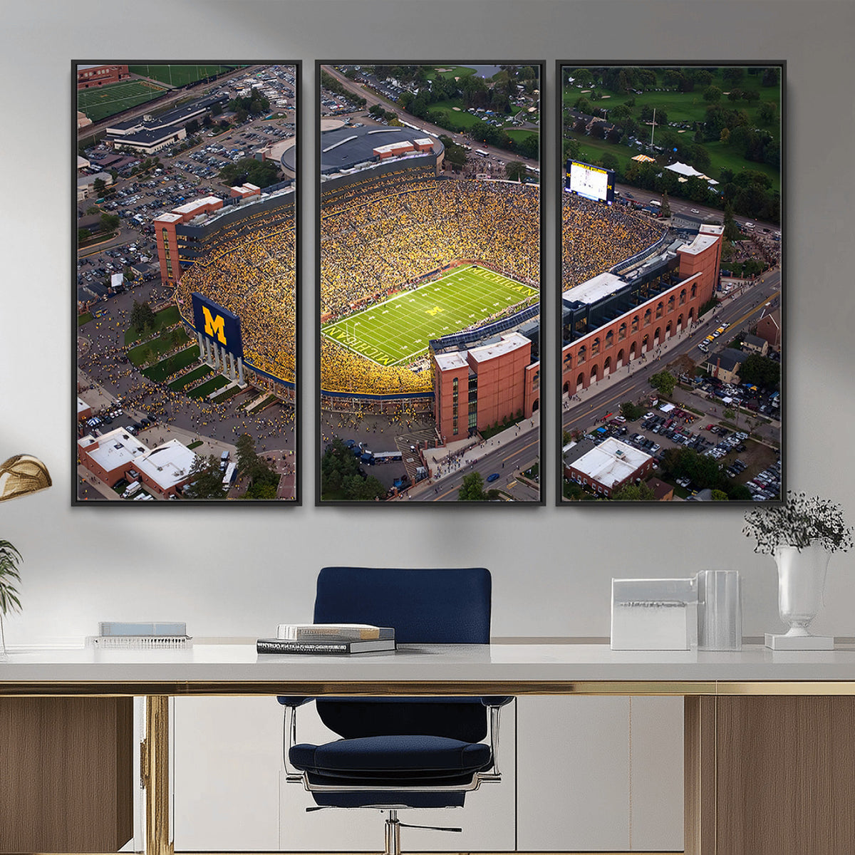 95248-PAN-FL-20X10 - University of Michigan Wolverines Football Team Print - Ann Arbor Michigan Stadium Wall Art Canvas
