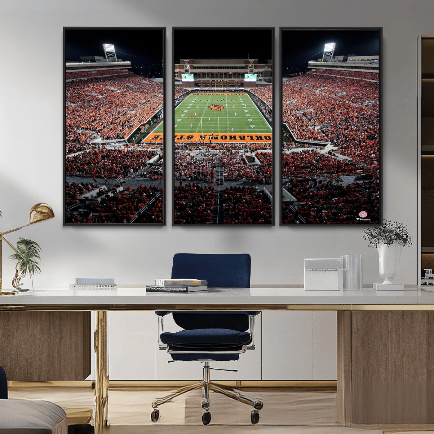81675-MGV-FC-48X32-3P_Black-Boone Pickens Stadium Wall Art Oklahoma State Cowboys Print Framed Sports Canvas Art for Home, Office, Living Room