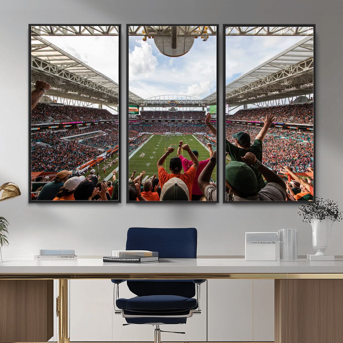 66239-PAN-FL-20X10 - Miami Hurricanes Football Team Wall Art Print - Miami Hard Rock Stadium Wall Art Canvas Print