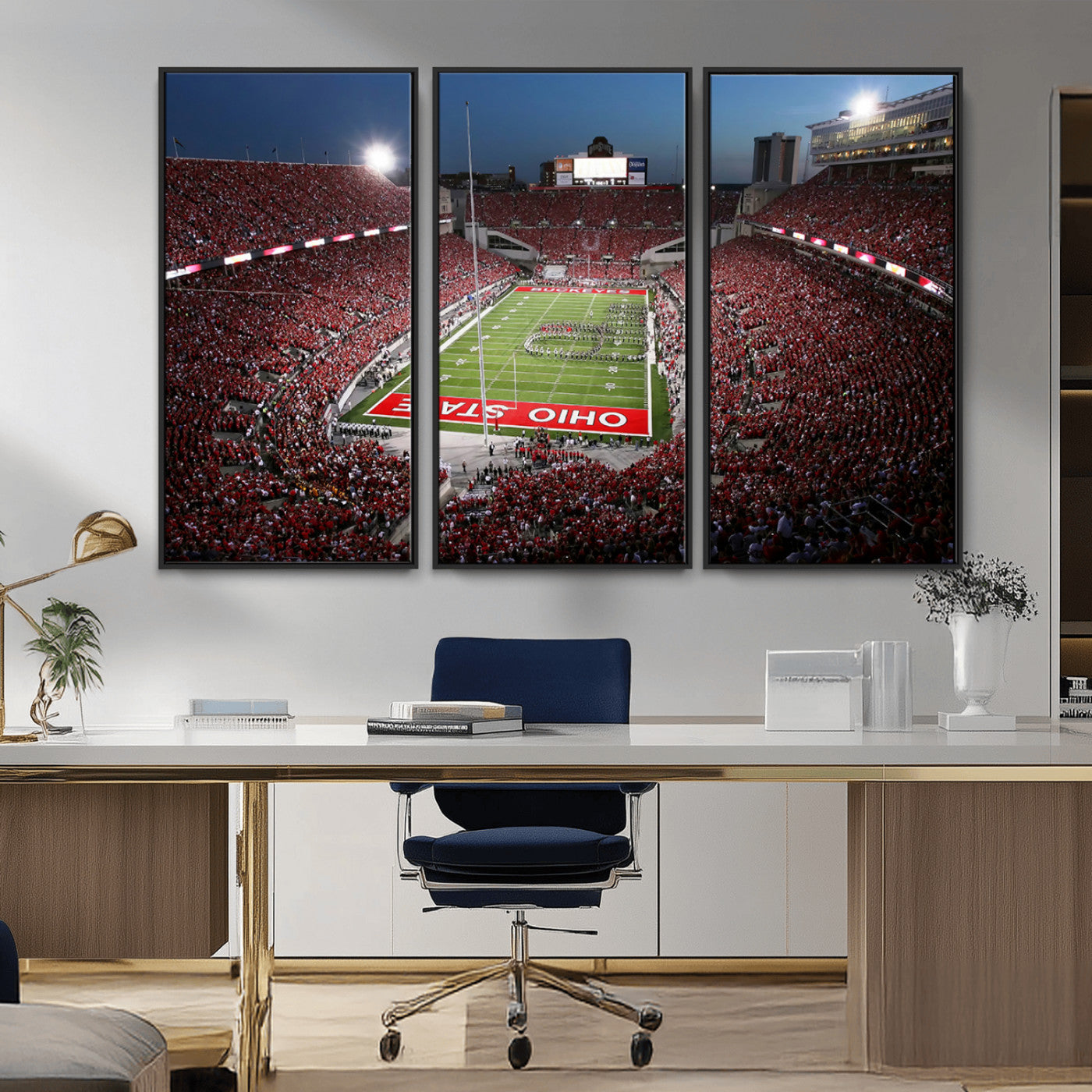 -Ohio State University Buckeyes Football Team Print - Columbus Ohio Stadium Wall Art Canvas Print